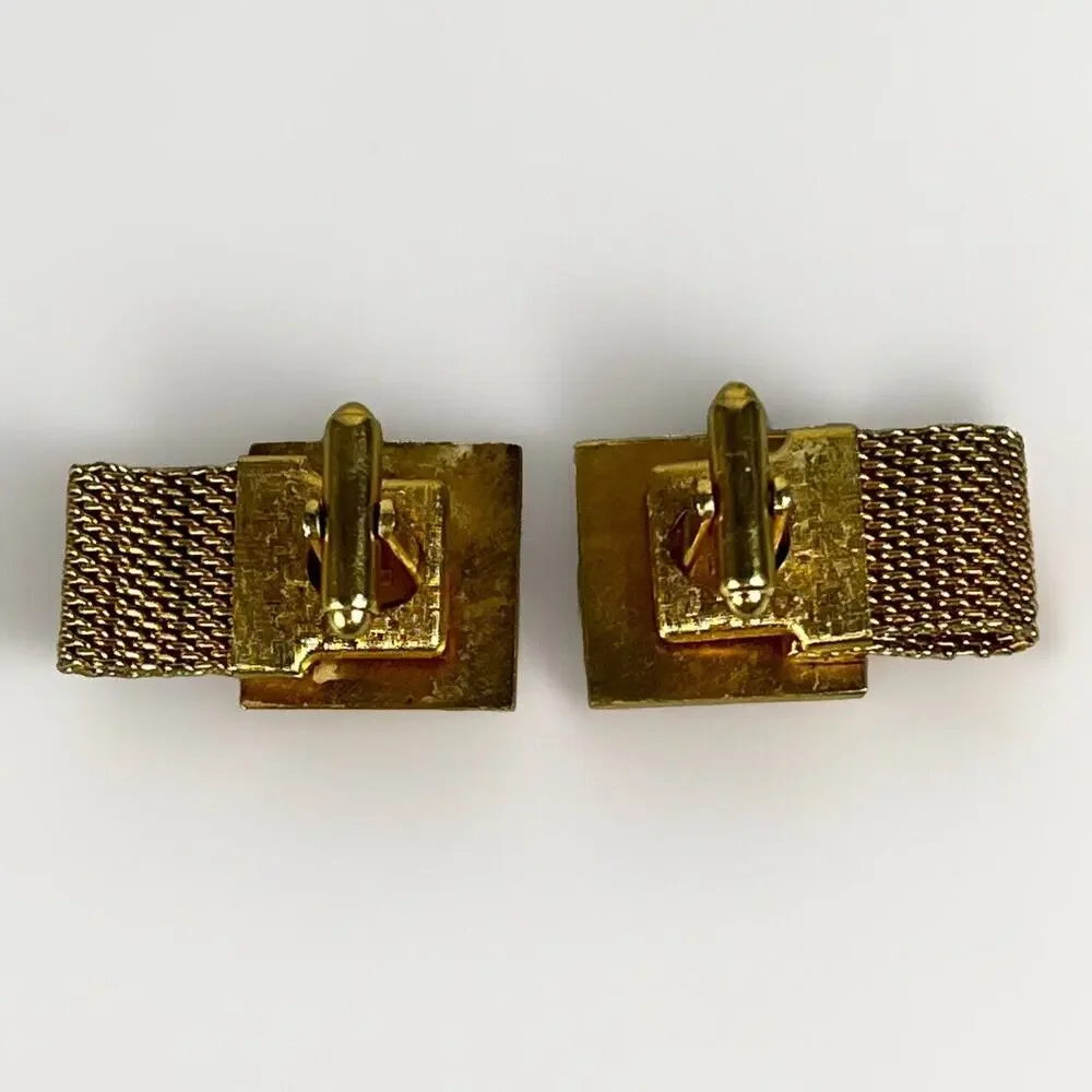 VTG EAGER 1 Small Engine Lawn Mower Advertise Cuff Links -Wrap Around Gold Tone